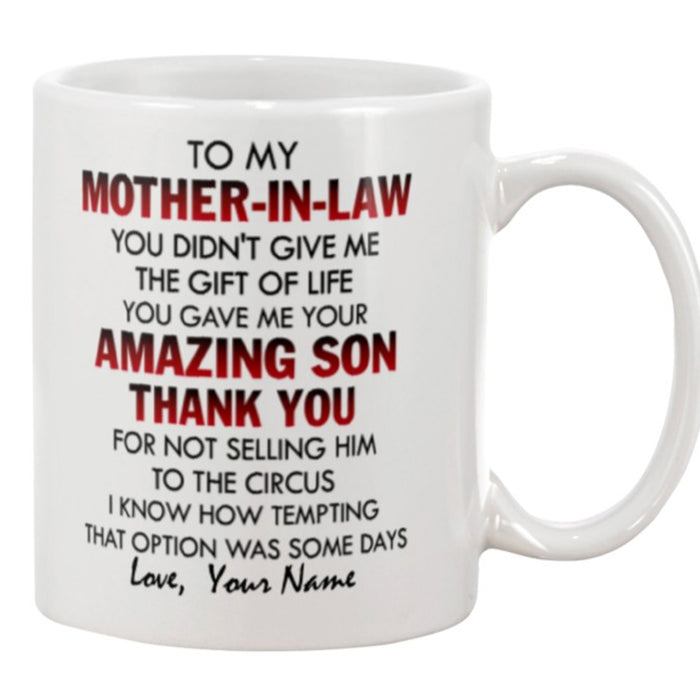 Personalized Mother In Law Coffee Mug Gifts For Mother In Law From Daughter In Law Customized Mug Gifts For Mothers Day, Wedding 11Oz 15Oz Ceramic Coffee Mug