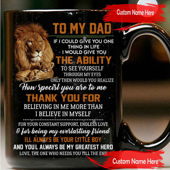 Personalized Coffee Mug For Dad Print Lion Dad Funny Quotes From Daughter Customized Gifts For Father's Day Birthday