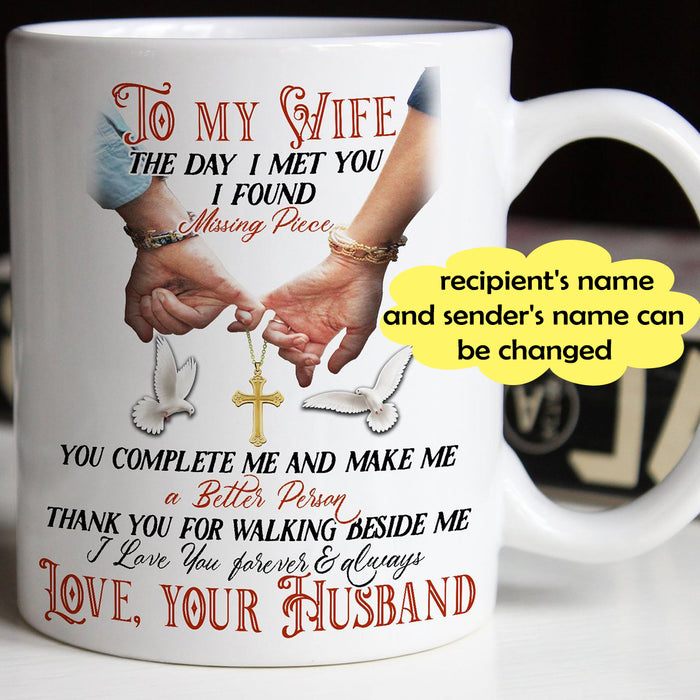 Personalized Coffee Mug For Wife Print Cross Jesus Christ Couple Dove Romantic Gifts For Birthday