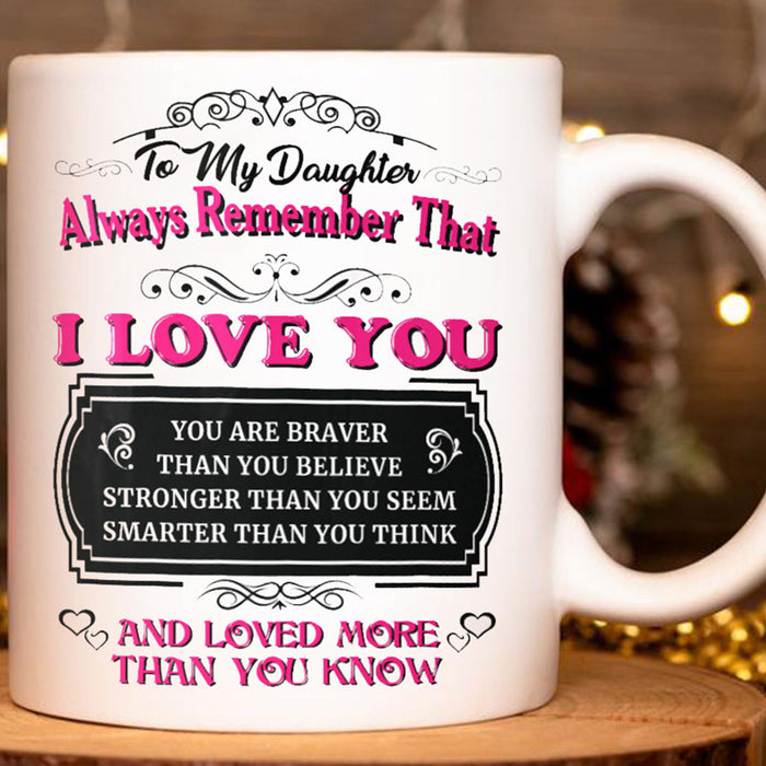 Personalized Coffee Mug For Daughter Sweet Message Always Remember That I Love You Mug Gifts For Birthday, Graduation
