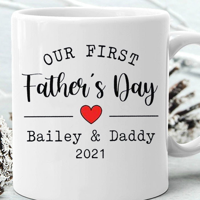 Personalized Dad Coffee Mug Our First Father's Day funny Daddy Customized Gifts For Father's Day