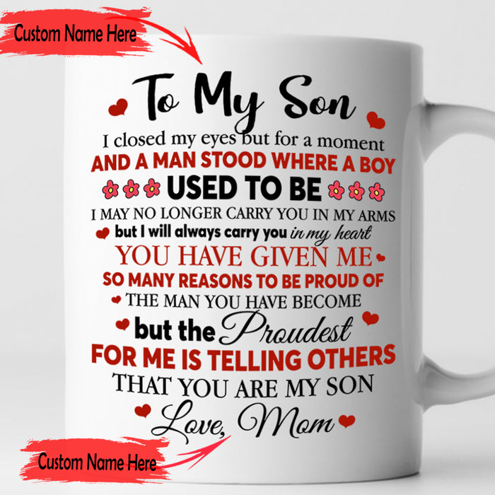 Personalized Coffee Mug For Son Sweet Message Gifts For Son from Mom Customized Mug Gifts For Birthday 11Oz 15Oz Ceramic Coffee Mug