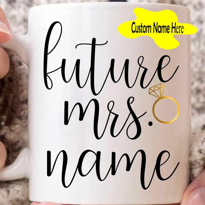 Personalized Coffee Mug For Wife Custom Future Mrs. Name Romantic Gifts For Wedding Valentine's Day