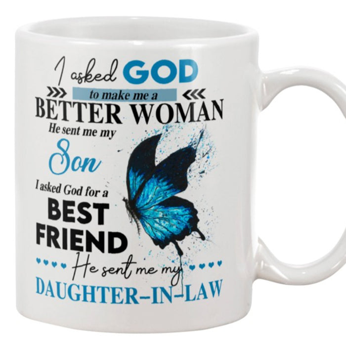 Mother In Law Coffee Mug Print Blue Butterfly Gifts From Daughter In Law Funny Mom Of The Groom Gifts For Mothers Day