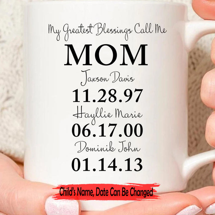 Personalized Coffee Mug For Mom My Greatest Blessing Call Me Mom Customized Anniversary Date And Name Mug Gifts For Mothers Day 11Oz 15Oz Ceramic Coffee Mug