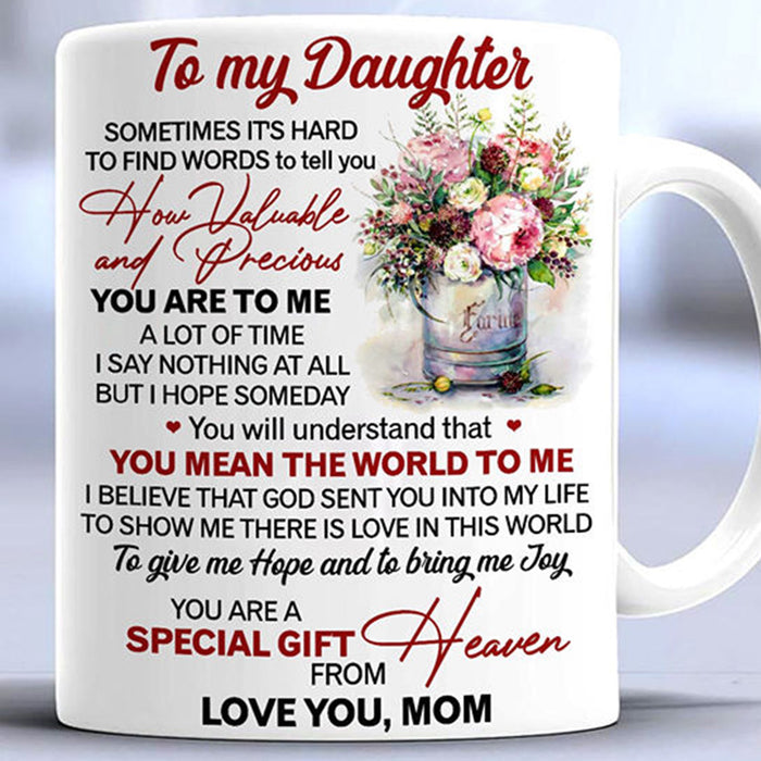 Personalized Coffee Mug For Daughter Loving Mom And Daughter Ideas Gifts Little Girl From Mom In Heaven Customized Mug Gifts For Birthday 11Oz 15Oz