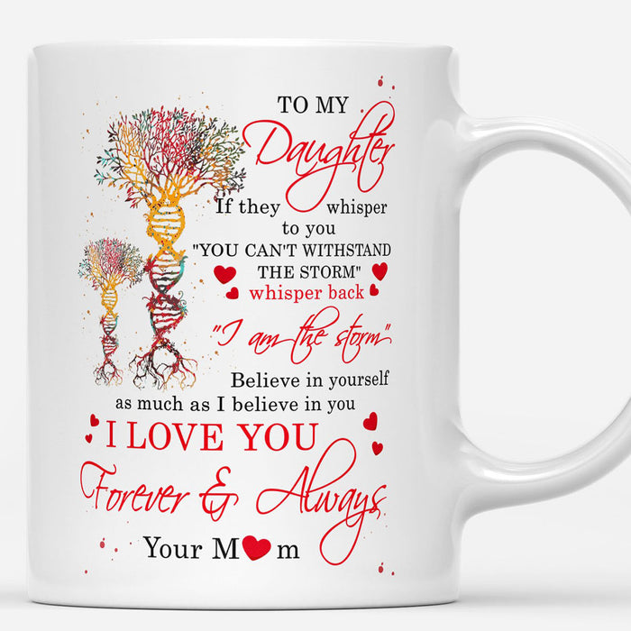 Personalized Coffee Mug For Daughter Funny Daughter Print Cute Daughter And Mom DNA Tree Mug With Message Customized Mug Gifts For Birthday, Wedding