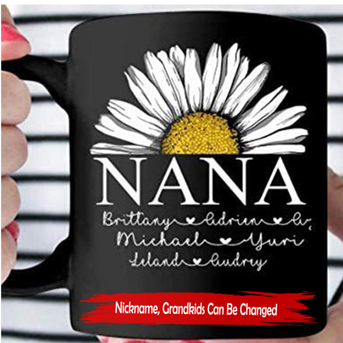 Personalized Coffee Mug For Grandma Print Beauty Daisy For Grandmother Customized Multi Kids Names Gifts For Mothers Day