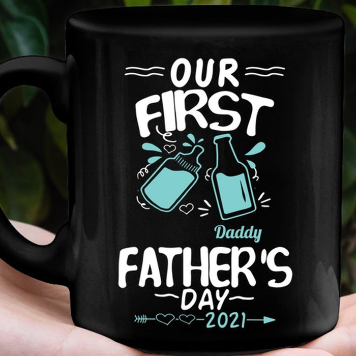 Personalized Coffee Mug For Dad Our First Daddy Father's Day 2021 Customized Year Gifts For Thanksgiving, Birthday