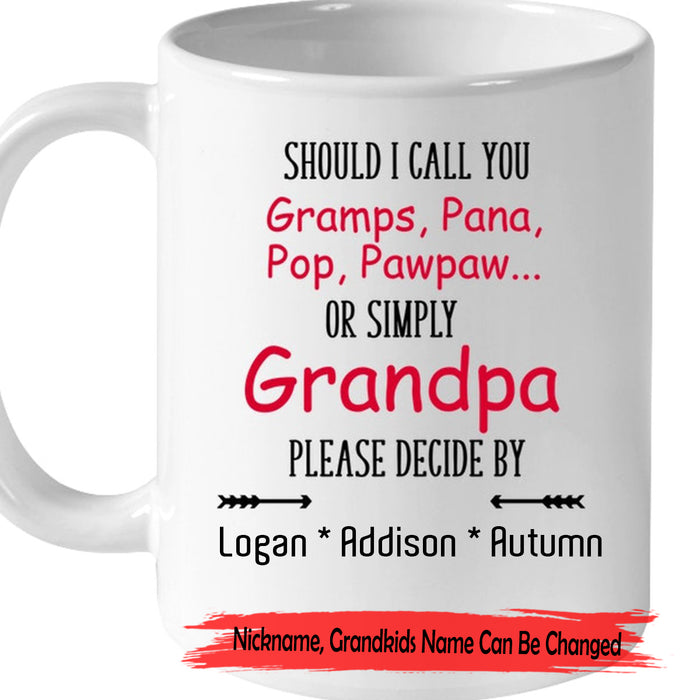 Personalized Coffee Mug For Grandpa Should I Call You Gramps Pana Pop Custom Kids Names Gifts For Fathers Day