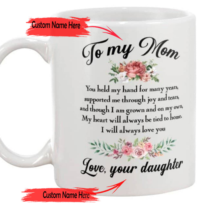 Personalized Coffee Mug To Mom Gifts For Mom From Daughter Print Floral Quotes For Mommy Customized Mug Gifts For Mothers Day, Birthday Ceramic Coffee Mug