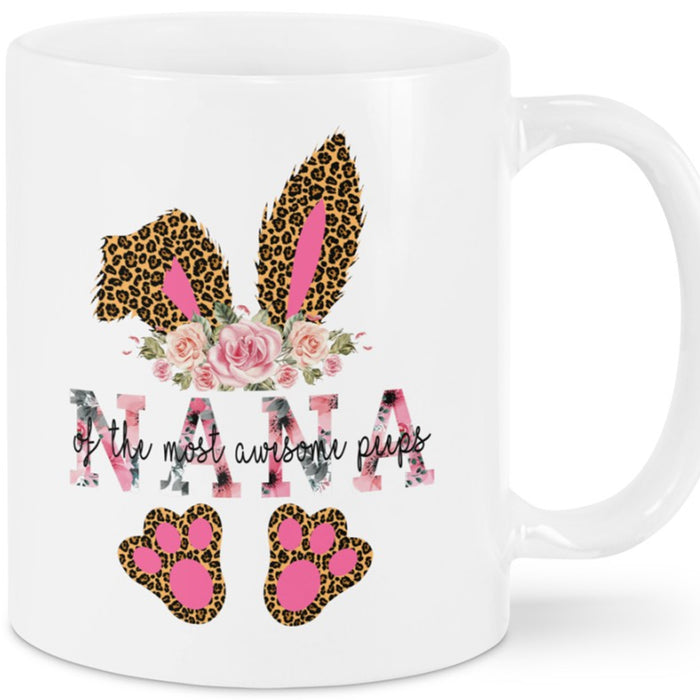 Personalized Coffee Mug For Grandma Funny Nana Grandmother Print Leopard Bunny Customized Gifts For Mothers Day Easter Day