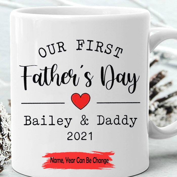 Personalized Dad Coffee Mug Our First Father's Day funny Daddy Customized Gifts For Father's Day