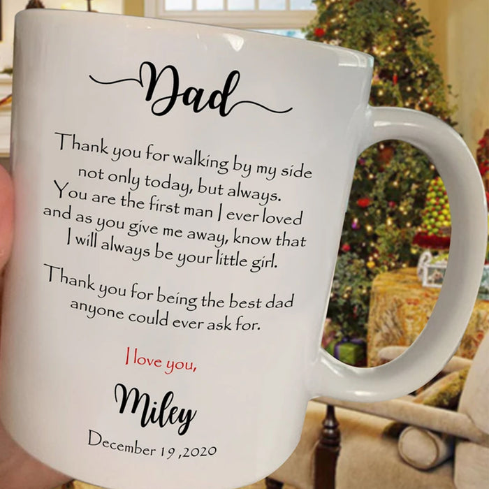 Personalized Dad Coffee Mug Thank You For Walking By My Side Customized Anniversary Date Gifts For Father's Day