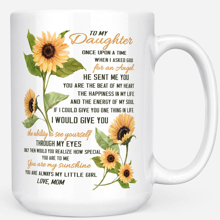 Personalized To Daughter Coffee Mug Loving Quotes for Daughter Print Sunflower Customized Mug Gifts For Birthday