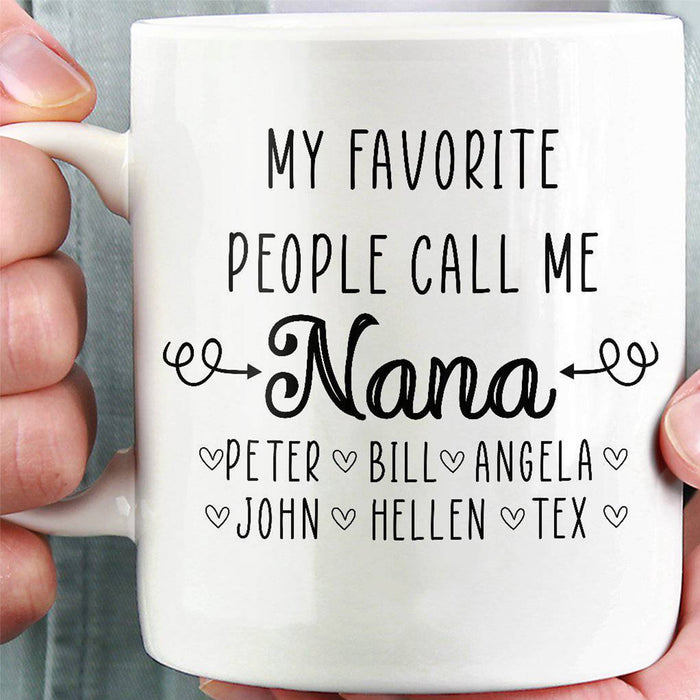 Personalized Coffee Mug For Grandma Gifts For New Nana Grandma Funny Nickname Nana Mug Customized Multi Kids Name Mug Gifts For Mothers Day, Birthday Mug