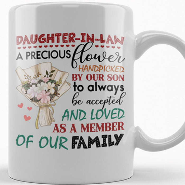 Daughter In Law Coffee Mug Print Floral For The Bride With Loving Message Gifts For Wedding
