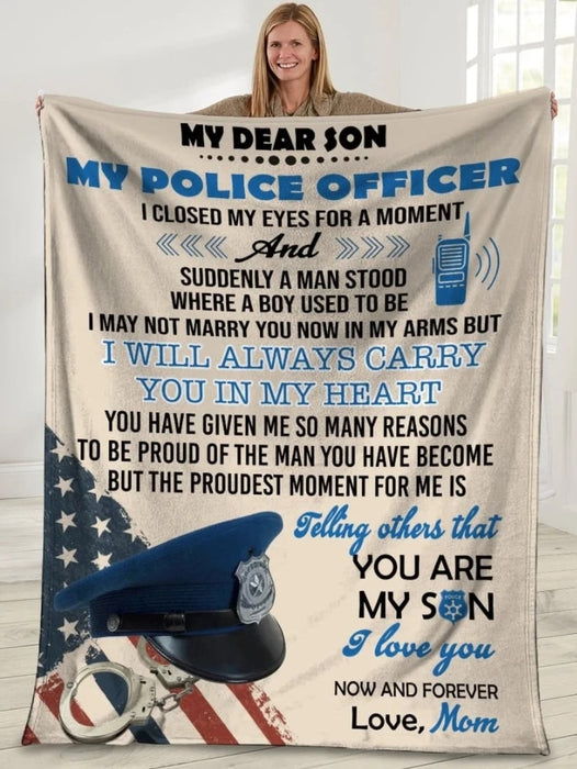 Personalized Blanket My Dear Son I Will Always Carry You In My Heart Custom Name Gift For Son Sherpa Fleece Blanket