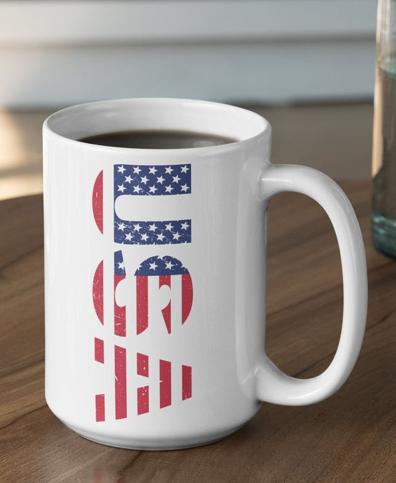 USA American Flag Mug Red White And Blue Mug For Fourth Of July Celebration 11Oz 15Oz Ceramic Mug