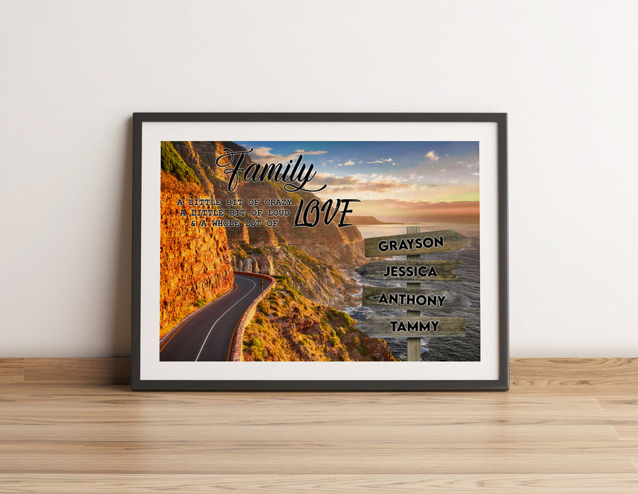 Personalized Sign Multi Family Names Canvas Poster Coastal Highway Custom Name Street Family Love