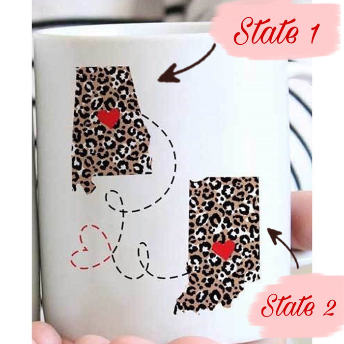 Personalized Coffee Mug For Mom Gifts Funny Mom Long Distance Relationship With States Customized Map Mug Gifts For Mothers Day 11Oz 15Oz Ceramic Coffee Mug