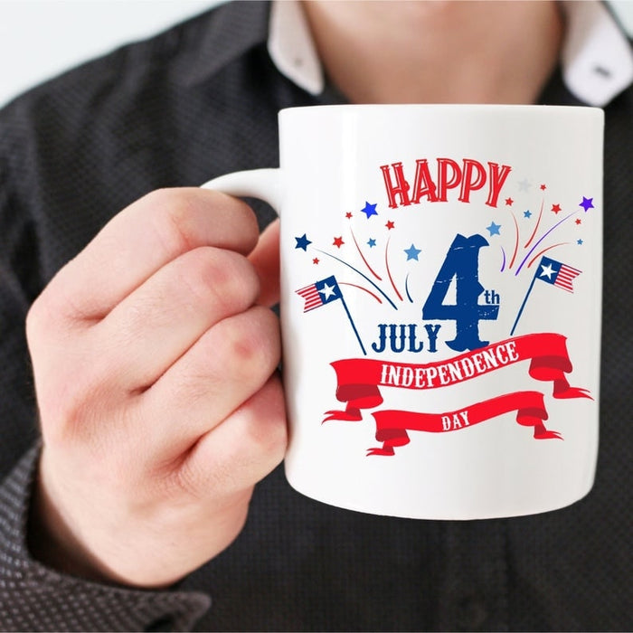 Happy 4th July Mug American Flag Mug Red White And Blue Mug For Fourth Of July Celebration 11Oz 15Oz Ceramic Mug