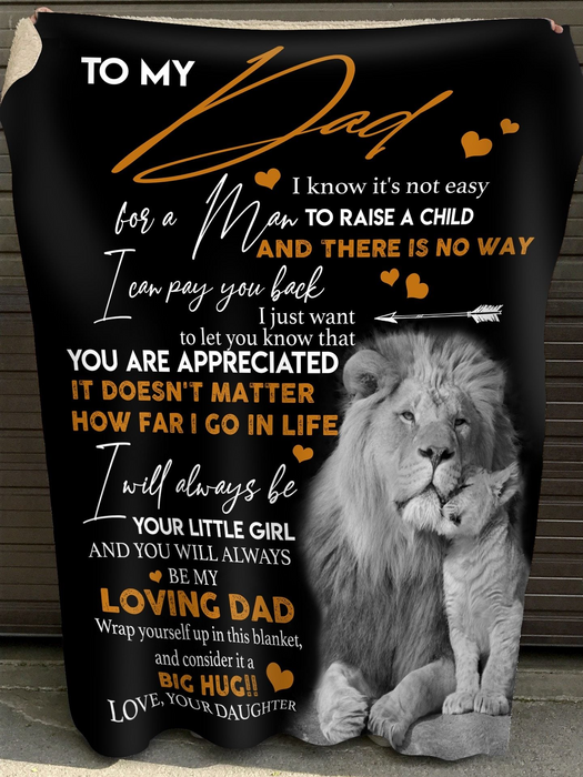 Personalized Fleece Blanket For Dad Print Lion Family Cute Customized Blanket Gift For Fathers Day Birthday Thanksgiving