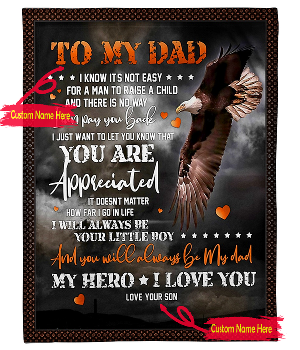 Personalized Fleece Blanket For Dad Print Eagles Quotes For Dad Customized Blanket Gift For Fathers Day Birthday Thanksgiving