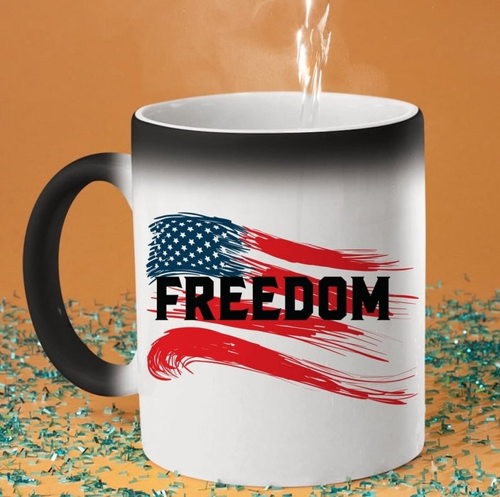 Changing Color Mug Freedom Mugs USA Flag Art Printed Mug For Independence Day Mug 11oz
