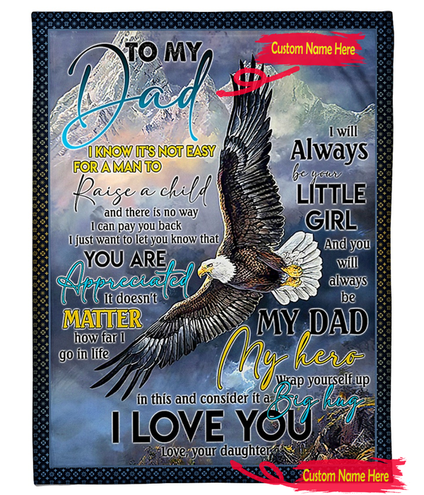 Personalized Fleece Blanket For Dad Print Eagles Quotes For Dad Customized Blanket Gift For Fathers Day Birthday Thanksgiving Gift Idea For Dad