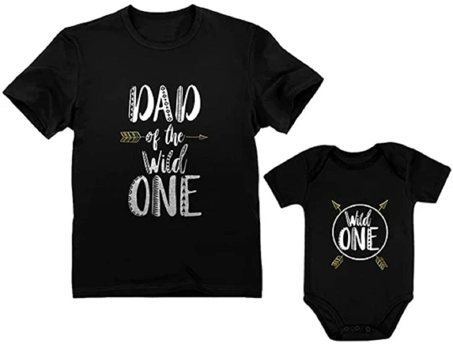 Dad Son Matching Shirts Our First Fathers Day Onesie for Baby Clothes Wild One Dad Shirt