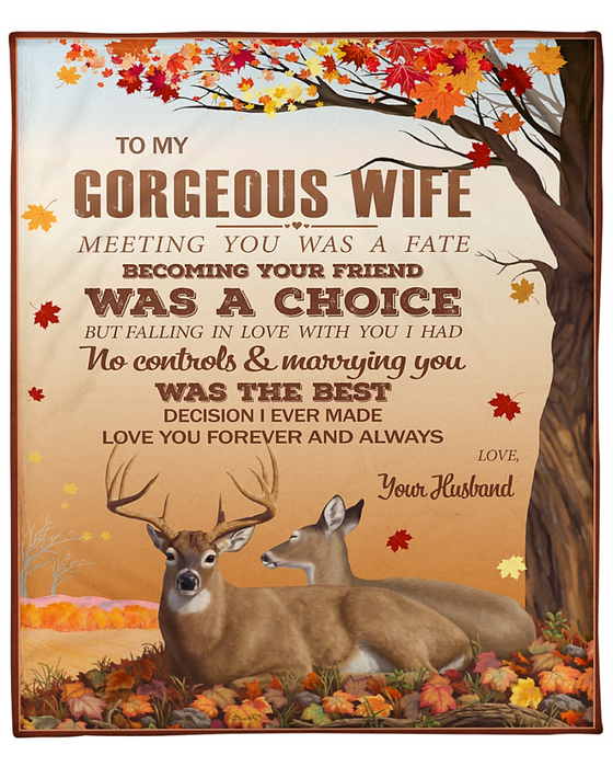 Personalized Blanket For Wife Print Cute Deer Love Quote For Wife Customized Blanket Gifts For Anniversary