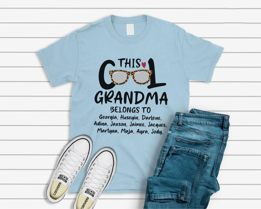 Personalized T-Shirt For Grandma This Cool Grandma Belongs To Grandkids Name Shirt Leopard Pattern Shirt