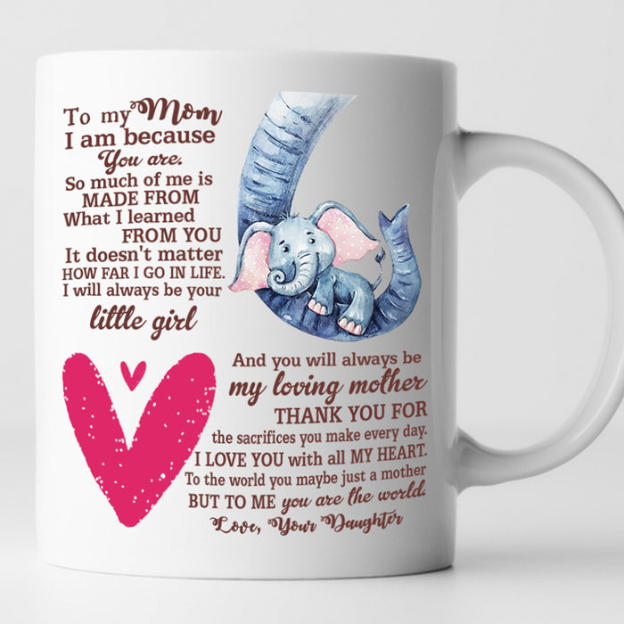 Personalized Coffee Mug For Mom Gifts for Mom from Daughter Cute Baby Elephant Sweet Quotes For Mom Customized Mug Gifts For Mothers Day 11Oz 15Oz Ceramic Mug