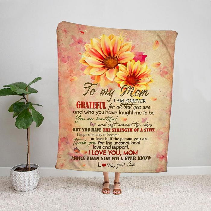 Personalized Fleece Blanket For Mom With Design Flowers You Have The Strength Of A Steel Custom Name