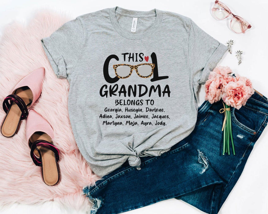 Personalized T-Shirt For Grandma This Cool Grandma Belongs To Grandkids Name Shirt Leopard Pattern Shirt