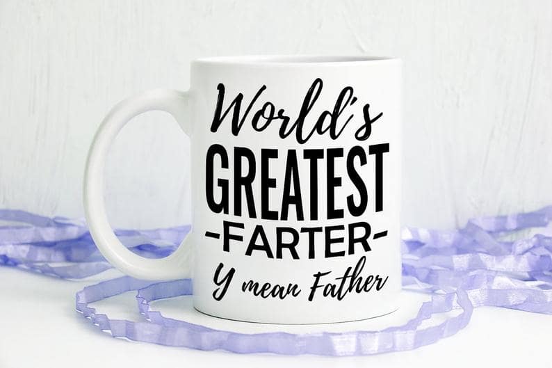 Worlds Greatest Farter I Mean Father Mugs Funny Dad Mug Fathers Day Gifts from Kids Son White Teacup