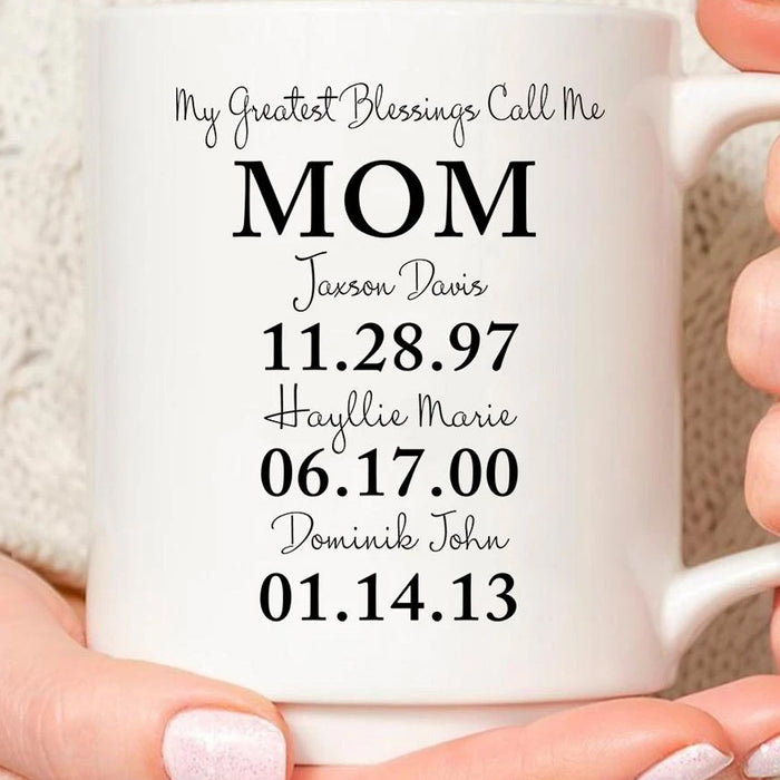 Personalized Coffee Mug For Mom My Greatest Blessing Call Me Mom Customized Anniversary Date And Name Mug Gifts For Mothers Day 11Oz 15Oz Ceramic Coffee Mug