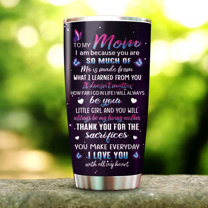 Personalized Tumbler To Mommy Rose Flower Love You With All My Heart Gifts For Mom Custom Name Travel Cup For Birthday