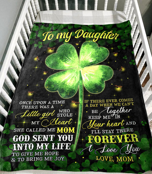 Personalized To My Daughter Son Shamrock St Patrick'S Day Fleece Blanket From Mom I Love You