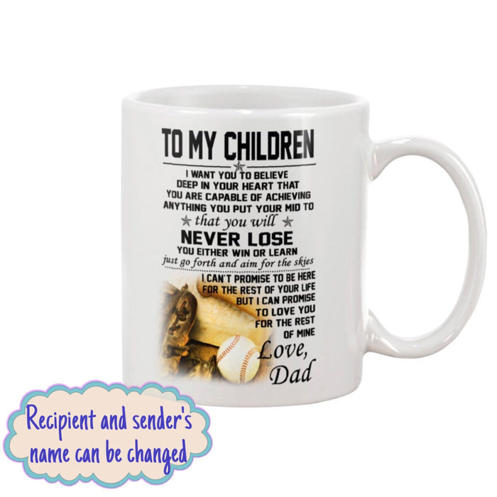 Personalized Coffee Mug For Son Gifts For Lover Baseball Print Baseball Gifts for Son from Dad Customized Mug Gifts For Birthday, Fathers Day 11Oz 15Oz Ceramic Mug