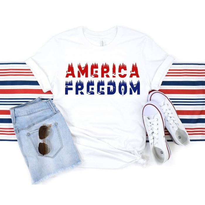 Classic T-Shirt America Freedom Nature Mountain Shirt Patriotic Shirt For Independence Day