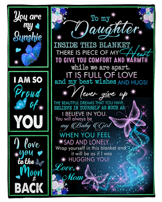 Personalized To My Daughter Blanket From Mom Believe In Yourself As Much As I Believe In You Butterfly Printed