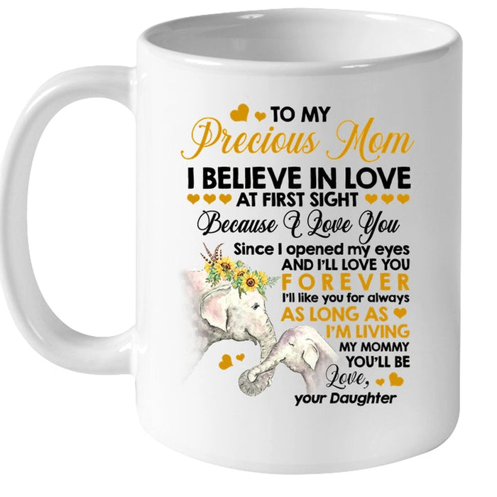 Personalized To Mom Coffee Mug Gifts Mom Mothers Day Print Cute Elephant Family Sweet Quotes For Mom Gifts for Mom from Daughter Customized Mug Gifts For Mothers Day 11Oz 15Oz Ceramic Coffee Mug