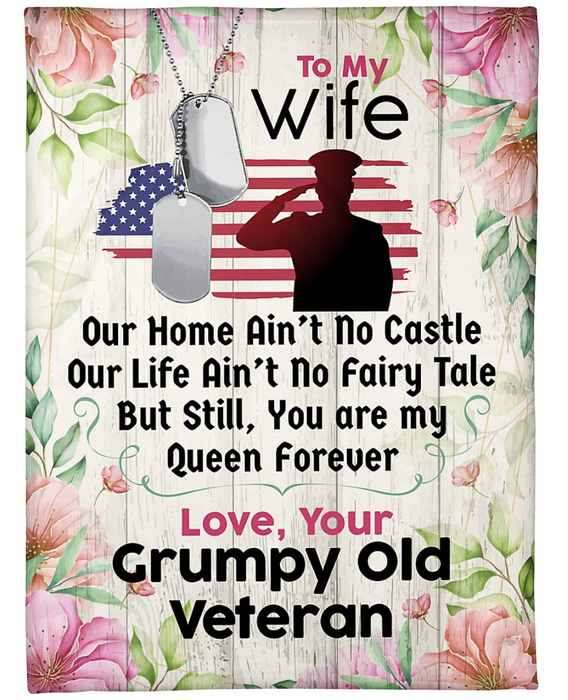 Personalized Blanket For Wife From Grumpy Old Veteran Love Quote For Wife Customized Blanket Gifts For Anniversary