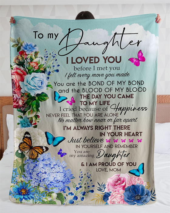 Personalized Fleece Blanket For Daughter Print Butterfly Flower Message For Daughter Customized Blanket Gifts For Birthday Graduation