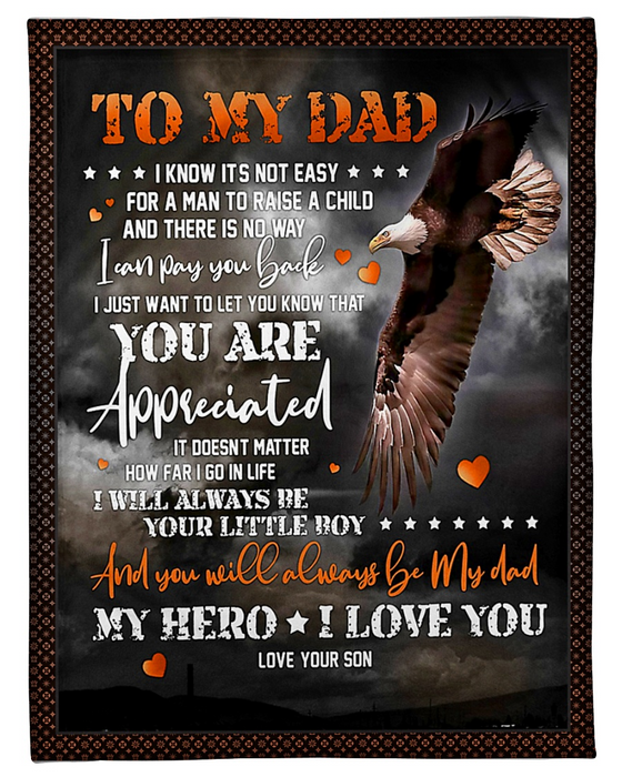 Personalized Fleece Blanket For Dad Print Eagles Quotes For Dad Customized Blanket Gift For Fathers Day Birthday Thanksgiving