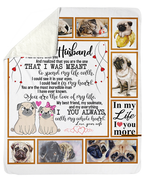 Personalized Fleece Blanket For Husband Print Pug Cute Love Quotes For Him Gifts For Men Customized Blanket Gift For Valentines Day Birthday Wedding