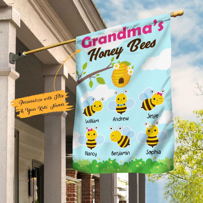 Personalized Garden Flag For Nana Grandma's Honey Bees Cute Design Custom Grandkids Name Welcome Flag Christmas Gifts