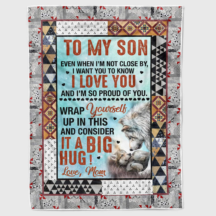 Personalized Fleece Blanket For Print Wolf Family Love Quotes For Son Customized Blanket Gifts For Birthday Graduation